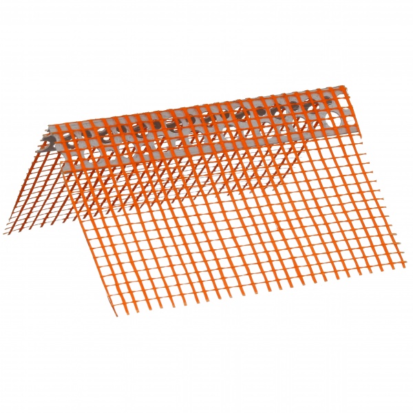 Уголок ПВХ фасадный перфорированный с сеткой ШТУКАТУР 100х100 мм 2,5 м 