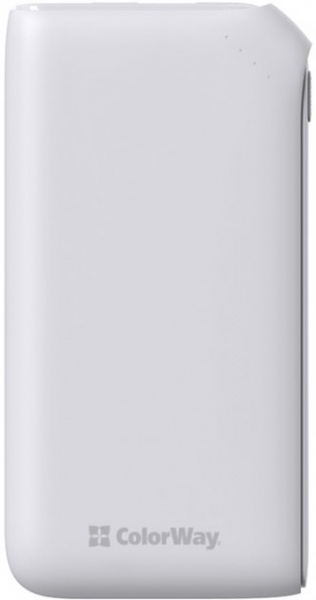 Внешний аккумулятор (Powerbank) ColorWay Soft touch Ligthning + USB QC3.0 + USB-C PD 18W 10000 mAh white (CW-PB100LPE3WT-PD) 