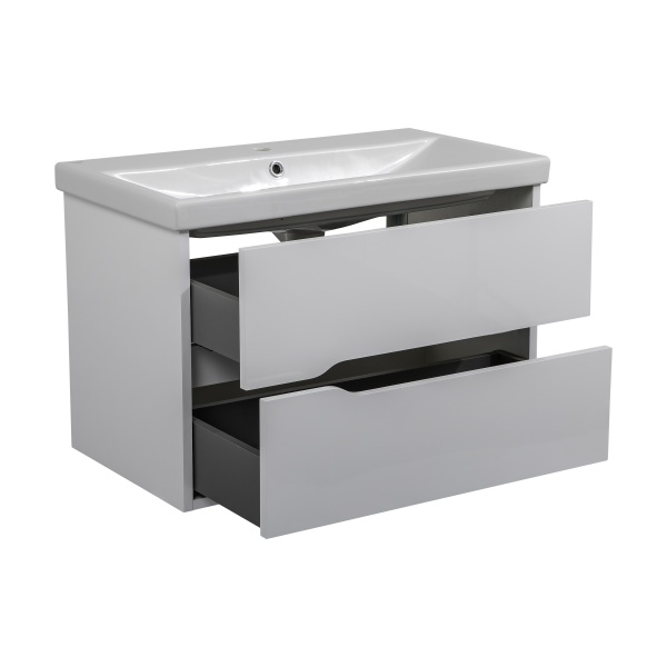 Тумба подвесная Aqua Rodos Сидней 80 белый глянец с умывальником