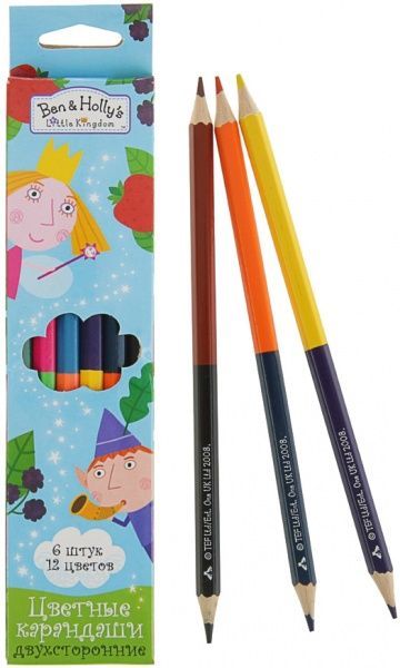 Олівці кольорові двосторонні Ben & Holly's Little Kingdom 6 шт. 12 кольорів Перо