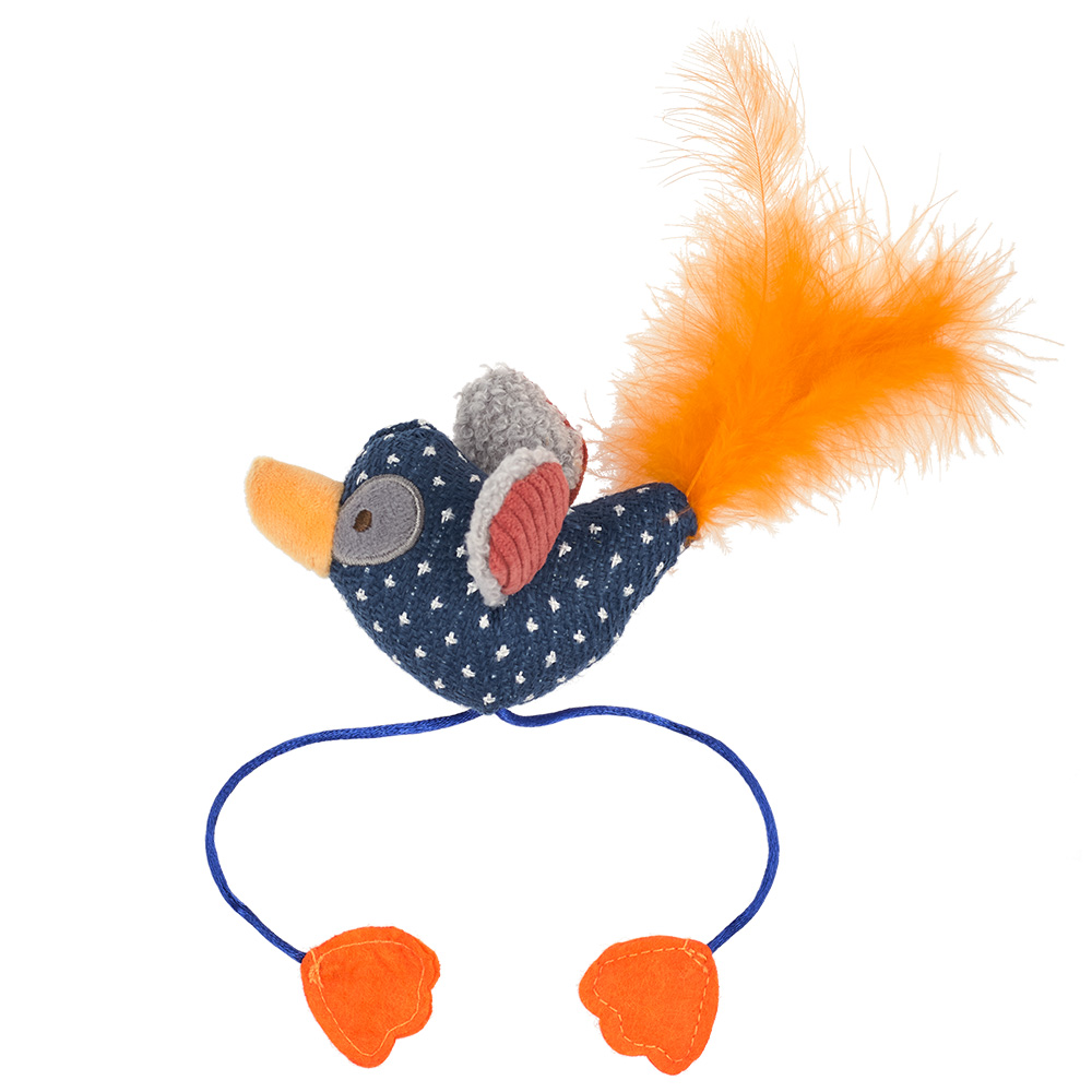 Игрушка для котов AnimAll Fun Птичка с перьями 16 см