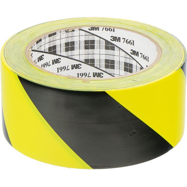 Клейкая маркировочная ПВХ лента жёлто-черная каучуковый адгезив 0,125х50 мм 33 м
