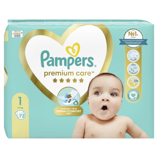 Подгузники Pampers Premium Care Размер 1 (2-5 кг), 72 шт