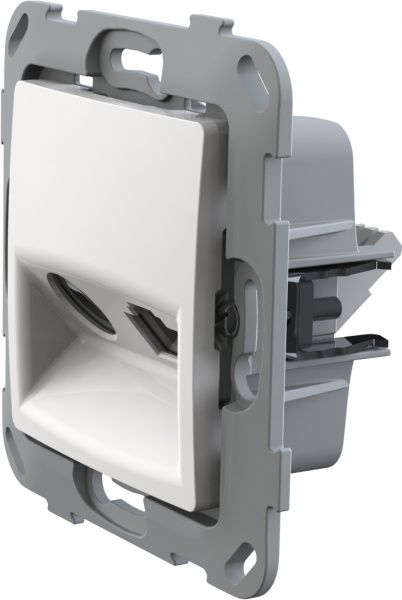 Розетка TV+RJ45 оконечная двойная Plank Electrotechnic Classic/Nordic белый PLK0911031