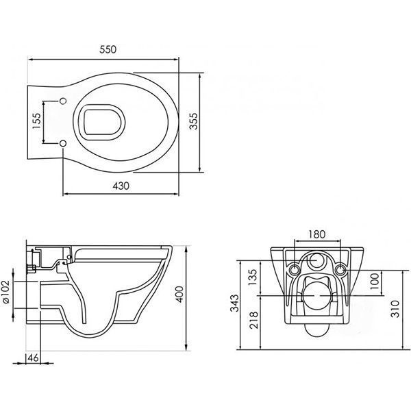 Комплект инсталляции Imprese 3 в 1 + унитаз Praha Rimless