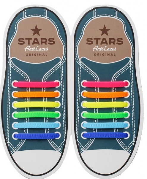 Шнурки силиконовые AntiLaces Stars 56,5 мм 12 шт. разноцветный