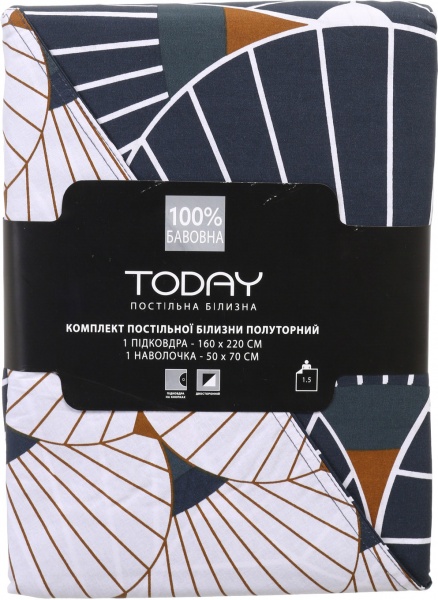 Комплект постельного белья Calais полуторный темно-синий Today (без простыни)