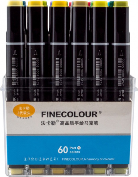Набір двосторонніх маркерів FINECOLOUR Brush 60 цветов EF102-TB60 різнокольоровий 