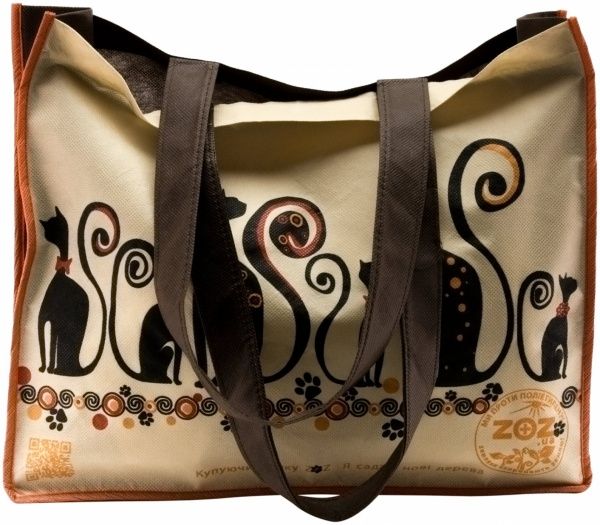 Екосумка ZOZ Коти бежевий із чорним 