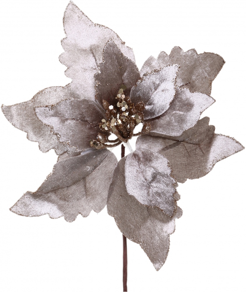 Квітка декоративна пуансетія велюр 20 см шампань / рожевий