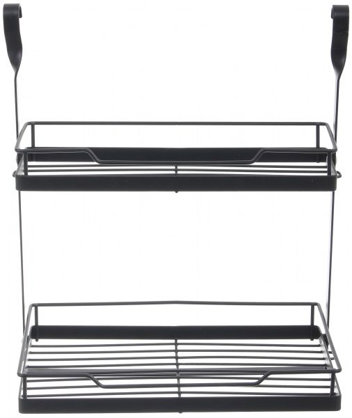Полиця для спецій Flamberg подвійна на рейлінг чорний