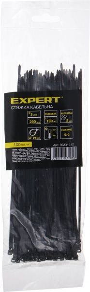 Стяжка кабельная Expert 3х200 мм 100шт.CN30231647 черный 