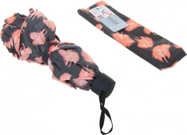 Парасолька Пір'я, складна, півавтомат помаранчевий 