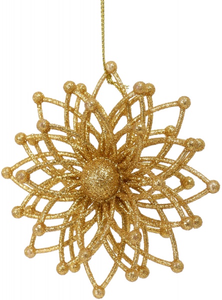 Декорация Снежинка Молекула 3д d 12 см золото 1 шт. 