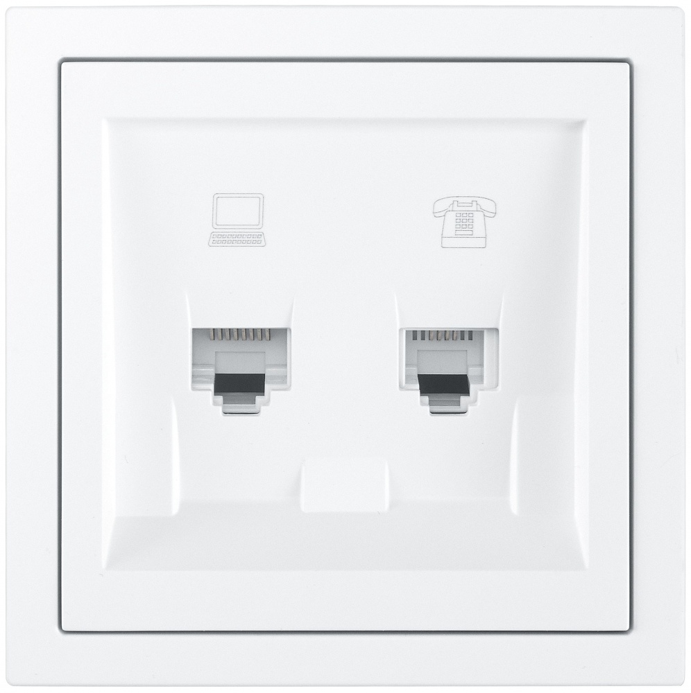 Механізм розетки комп'ютерна + телефонна HausMark Juna IP20 білий матовий 7041-0988-143