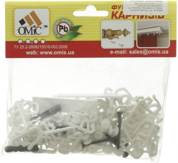 Комплект фурнітури ОМіС до стельового карнизу ОМ2 набірний 250 см білий