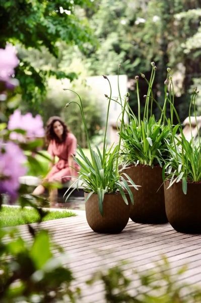 Кашпо пластикове Elho Fuente Grains 480400 круглий 26 л коричневий 