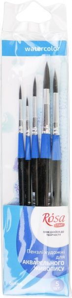 Набор кистей 8 белка круглая, 5 шт. ROSA 