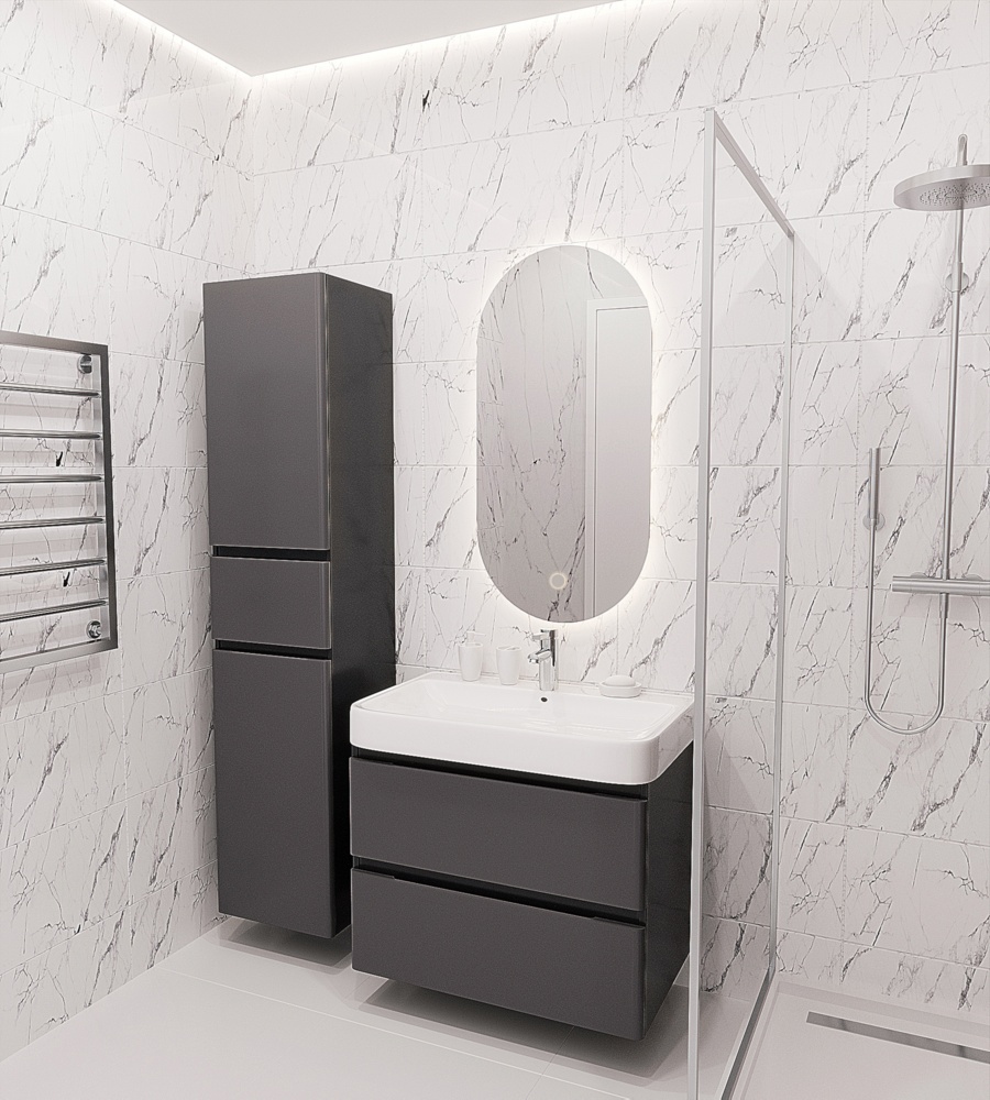 Тумба підвісна Сансервіс Hilton-60 з умивальником ZEN-60 сірий мат