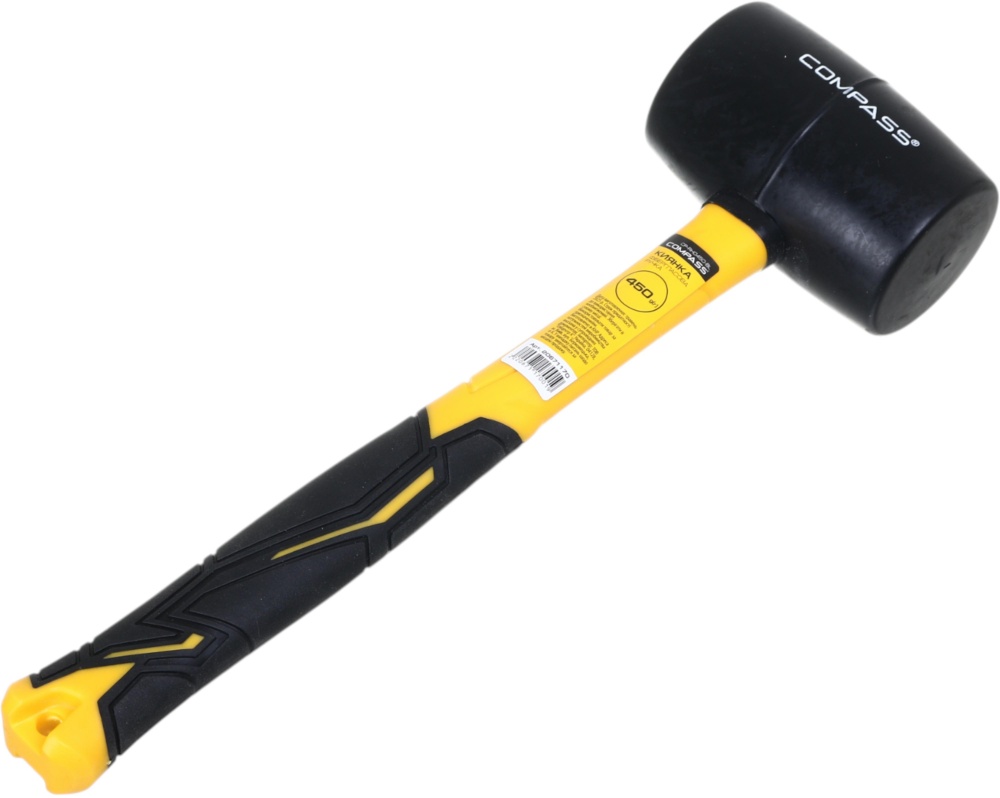 Киянка Compass 450 г чорна гума фібергласова ручка CP-RH0450-BL