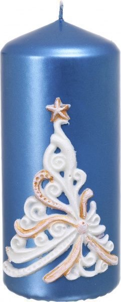 Свічка декоративна Ялинка синя різьба 70х150 мм Pako-If