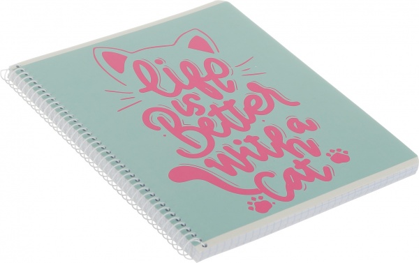 Тетрадь школьная Cat боковая спираль 96 листов в клетку Мечты сбываются