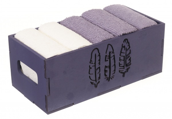Набір рушників в коробці (6шт.) 30x30 см фіолетово-білий Білтекс 