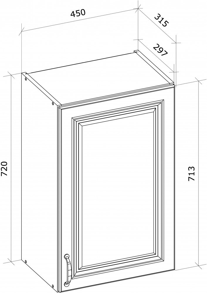 Шафа верхня В 45/72/31,5 МС Глорія біла емаль/дуб артізан Грейд