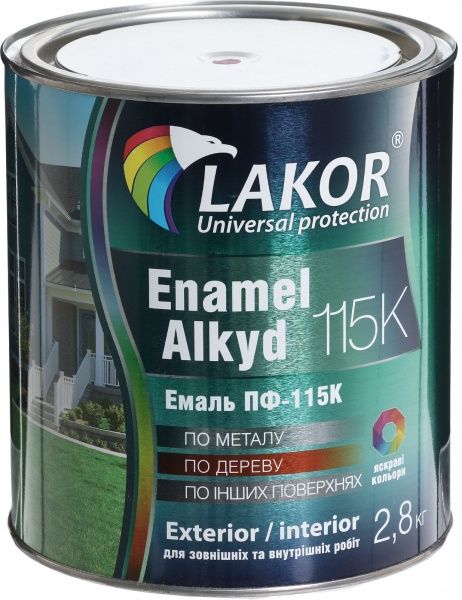Емаль Lakor алкідна ПФ-115К вишневий глянець 2,8кг