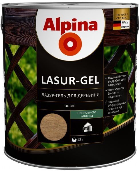 Лазурь Alpina Lasur-Gel палисандр шелковистый мат 2,5 л