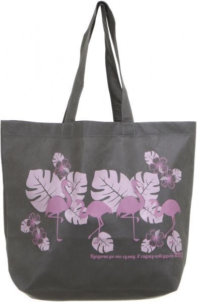 Экосумка Фламинго серый с розовым 