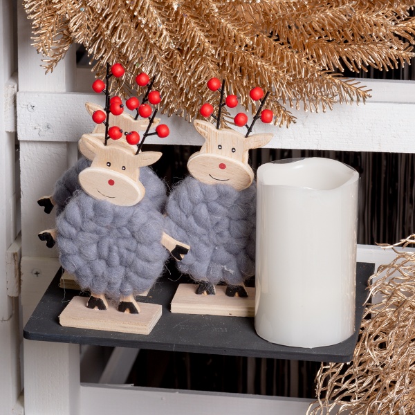 Декоративна новорічна фігура Novogod'ko Олень світло-сірий 17,5 см 