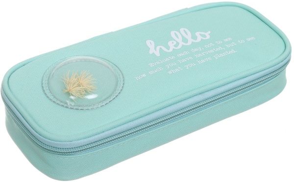 Пенал Hello з декоративною білою рослиною бірюзовий із білим
