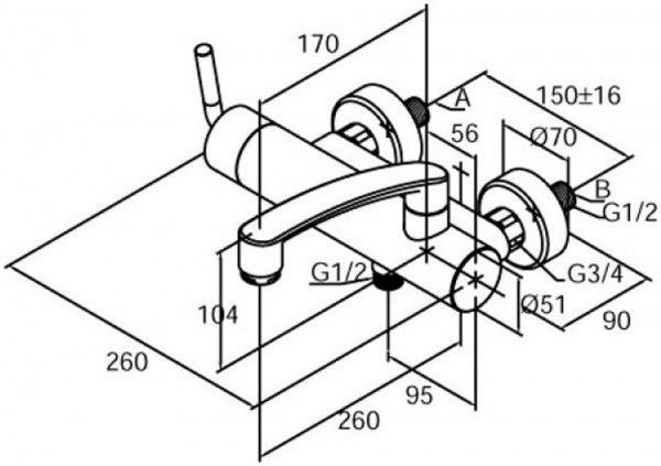 Змішувач для ванни Damixa Arc 291007464