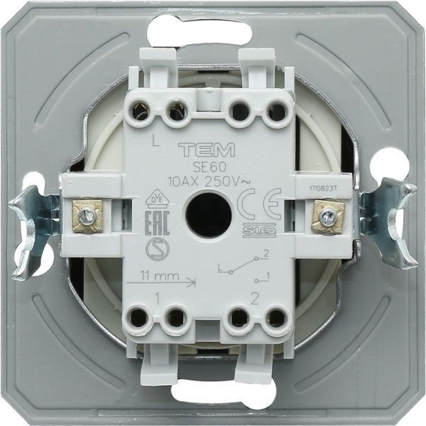 Перемикач прохідний одноклавішний TEM Ekonomik без підсвітки 10 А 250В шоколадний SE60CBXO-U