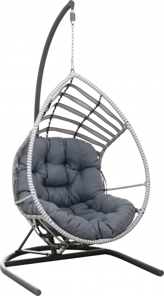 Крісло-кокон Латинос широке плетіння світло-сірий