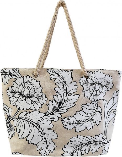 Сумка пляжна Flowers on beige різнокольоровий 
