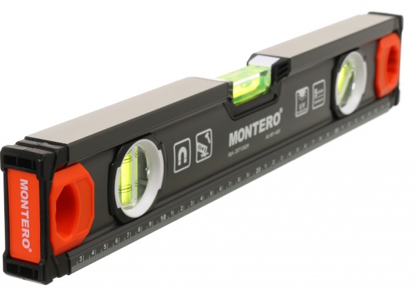 Уровень 40 см Montero с ручками магнитный AL-M1-400