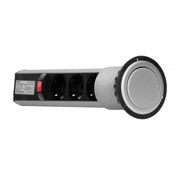 Розетка портативна меблева потрійна із заземленням ORNO шуко срібний OR-AE-1347(GS)