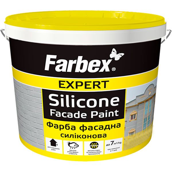 Фарба фасадна силіконова Farbex Expert Silicone fasad мат білий 1,4кг