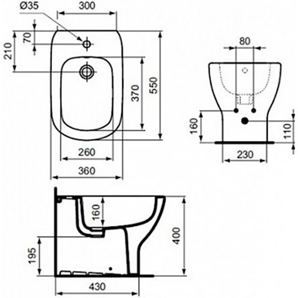 Биде напольное Ideal Standard Tesi T354001