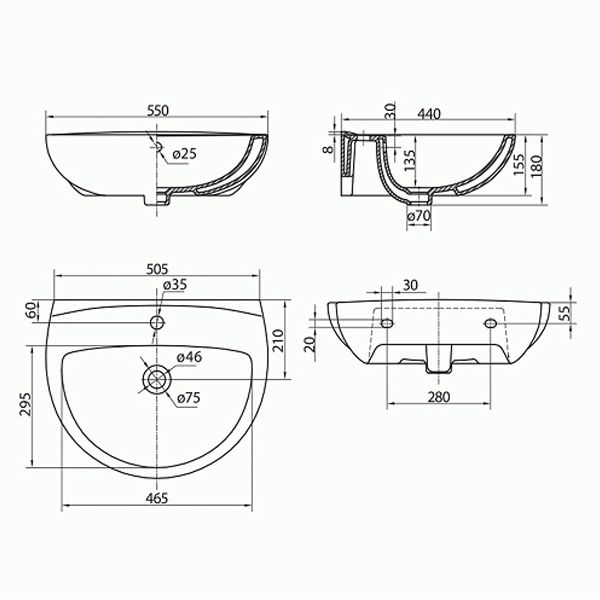 Умывальник  Kolo Freja 55 L71155000