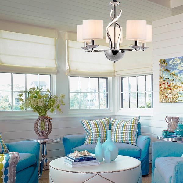 Люстра підвісна Strotskis Contessa пульт ДК LED 16 Вт 5x40 Вт E14 хром/білий 422/5 