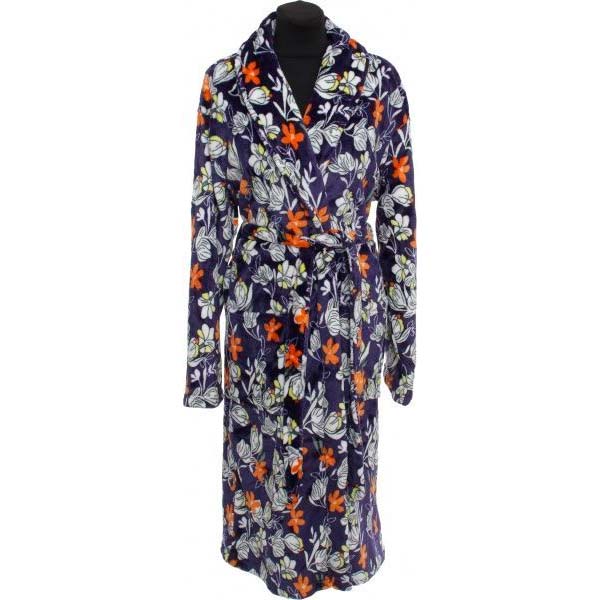 Халат домашний La Nuit Цветы р. XS синий с принтом