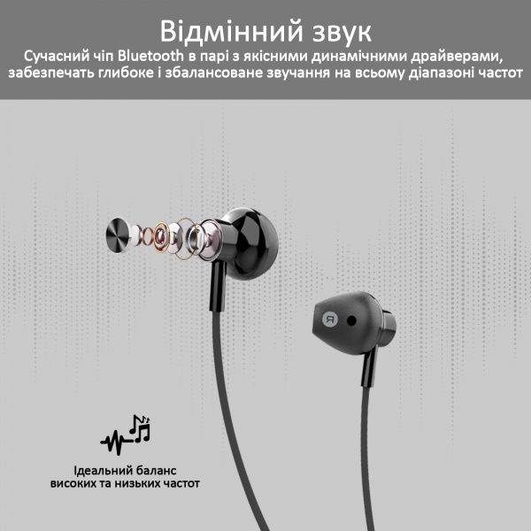 Навушники Promate Bluetooth 5 IPX5 black (dynamic-x5.black) 