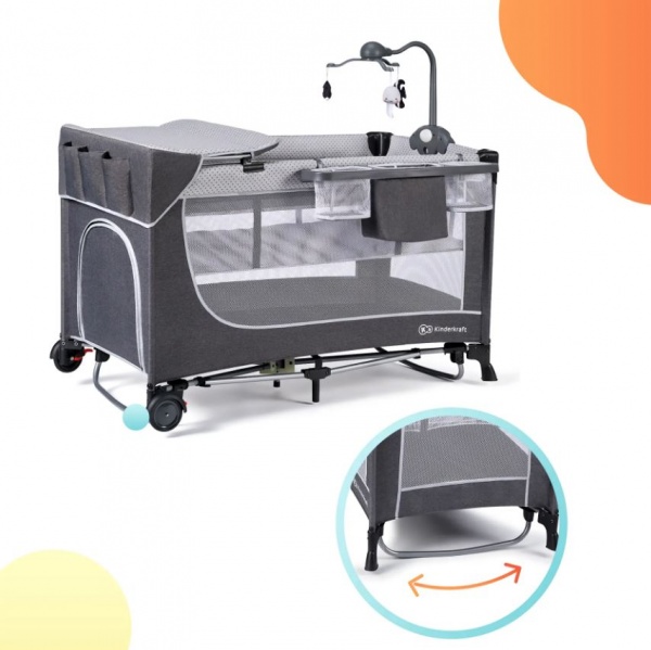 Манеж-ліжко Kinderkraft Leody Grey з пеленатором KCLEOD00GRY00AC