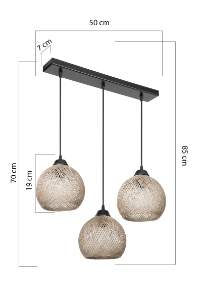 Підвіс Luna Yumak Line 3x60 Вт Е27 кава MDL.4751 