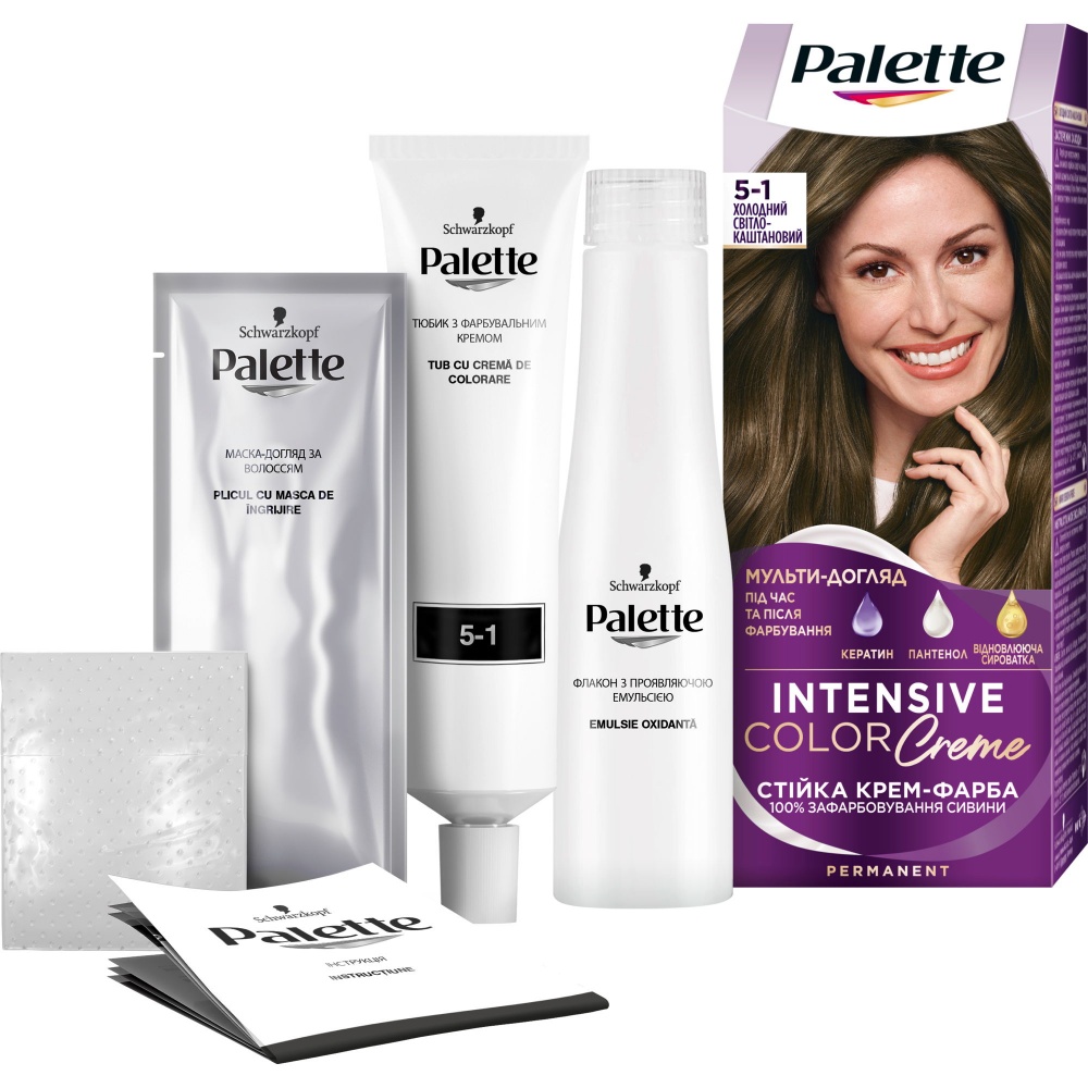 Фарба для волосся Palette Intensive Color Creme Long-Lasting Intensity Permanent 5-1 Холодний світло-каштановий 110 мл
