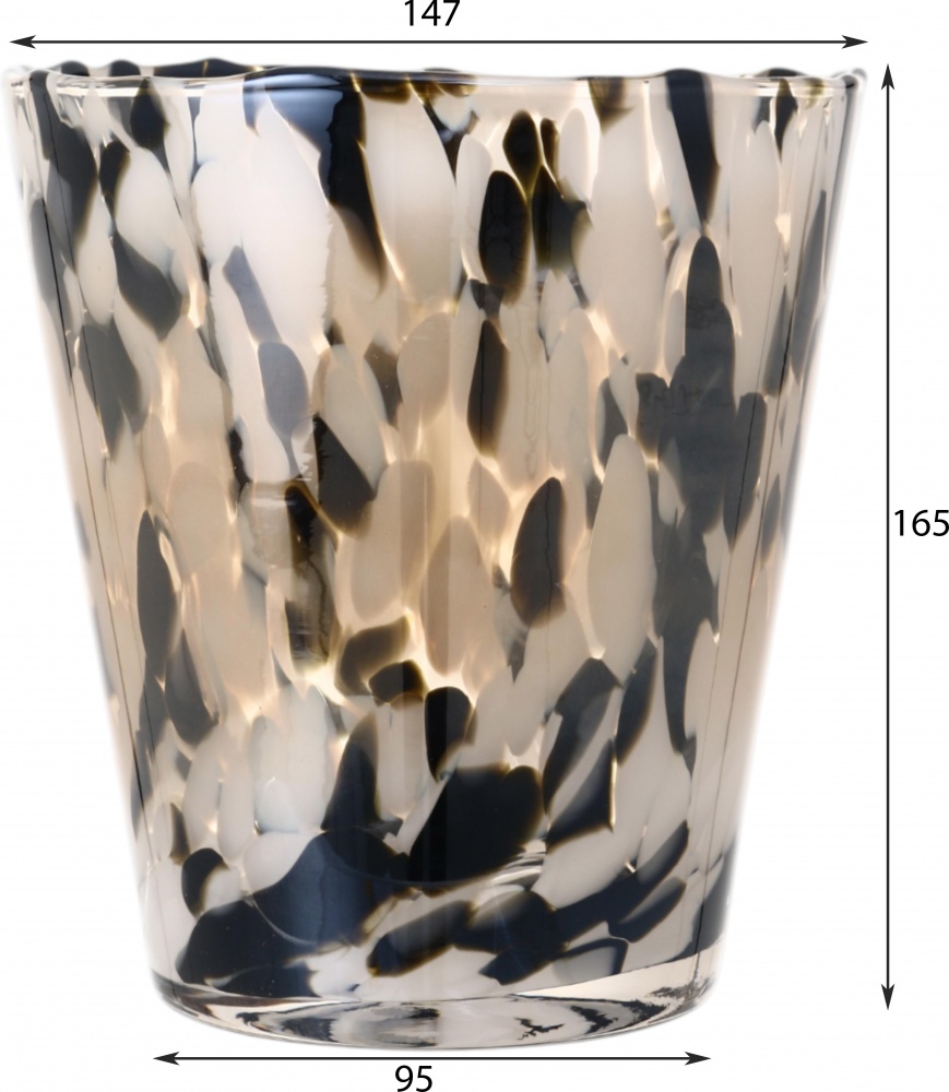 Ваза стеклянная Wrzesniak Glassworks Confetti 16 см черно-белая 27-1061C