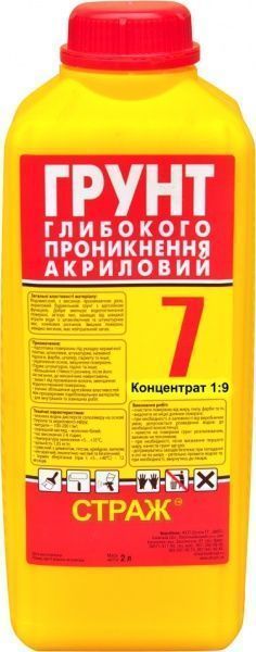Грунт STRAZH Страж-7 глубокого проникновения акриловый концентрат 1:9 1 л
